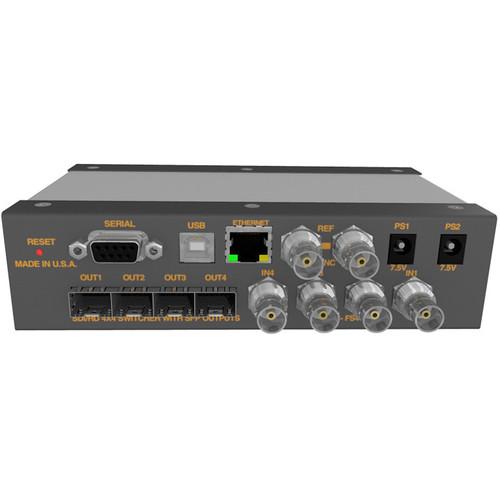 Matrix Switch 4 BNC Input 4 SFP Output 3G-SDI Mini Switcher With Button Panel Fiber Or Other SFP Modules Not Incl