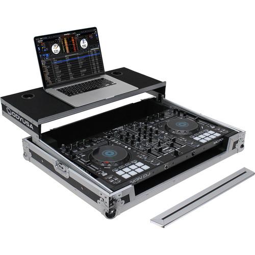 Odyssey Innovative Designs Flight Case with Removable V-Cut Front Access Panels & Glide Style Gear Platform for Denon MC7000 DJ Controller