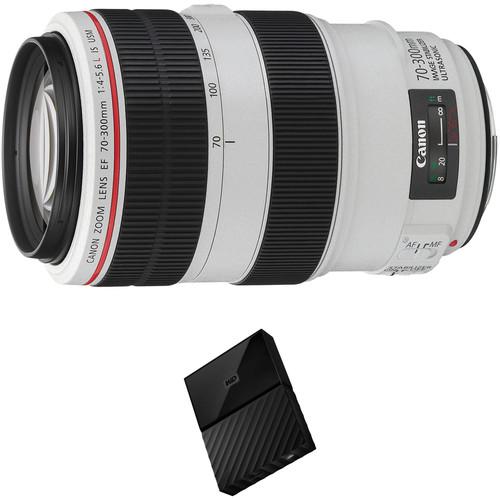 Canon EF 70-300mm f 4-5.6L IS USM Lens with External Hard Drive Kit