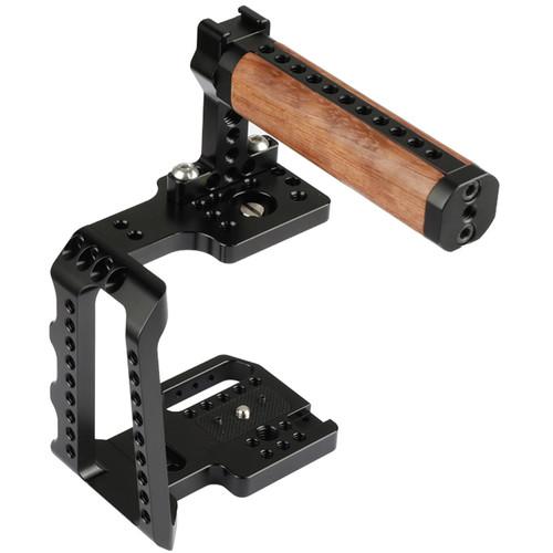 CAMVATE Half Cage With Wood Top Handle For Blackmagic Pocket Cinema Camera 4K