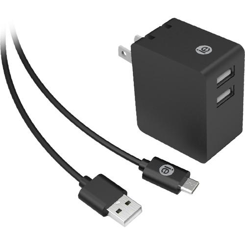 iEssentials 3.4A Dual USB Type-A Port Wall Charger with Micro-USB Cable