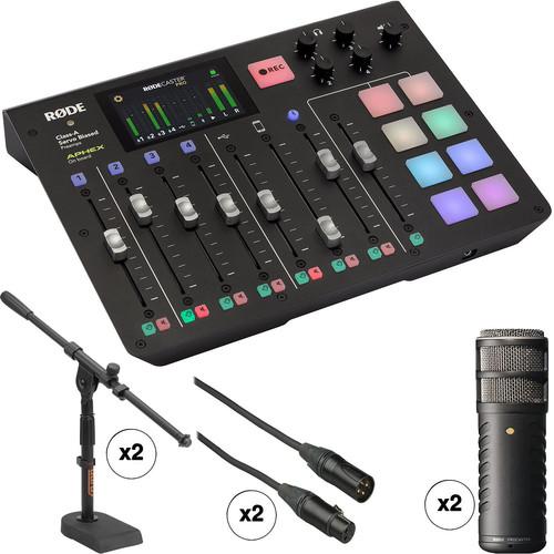 Rode RODECaster Pro 2-Person Podcast Studio with Procaster Mics and Desktop Stands Kit