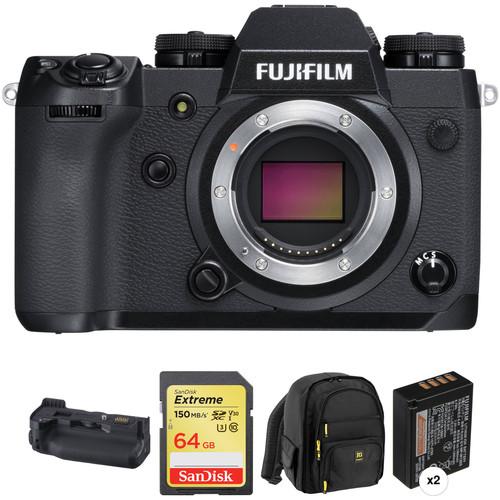 FUJIFILM X-H1 Mirrorless Digital Camera with Vertical Grip and Accessories Kit