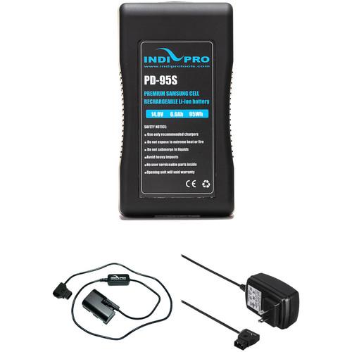 IndiPRO Tools 95Wh V-Mount Battery with LP-E6 Dummy Battery Cable & Charger Kit