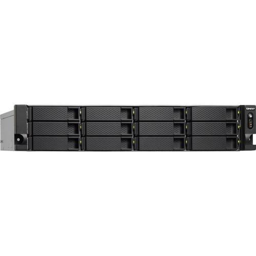 QNAP 2U 12-Bay Nas Quad Core 1.7Ghz 4GB DDR3 Ram 2 X 10Gbe Sfp 2 X Gbe Redundant Power Supply