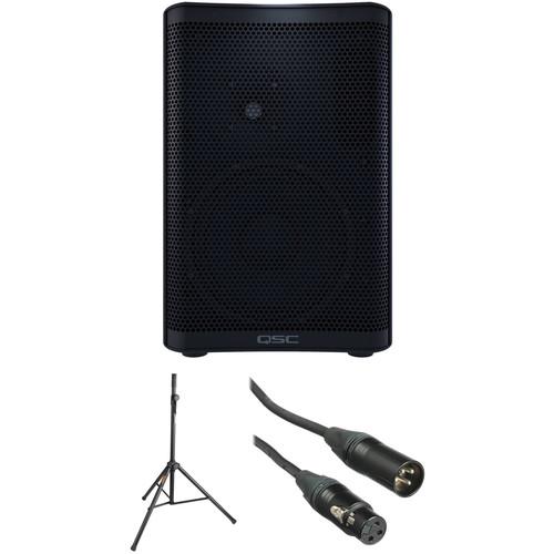 QSC CP8 Compact Loudspeaker with Stand and Cable Kit