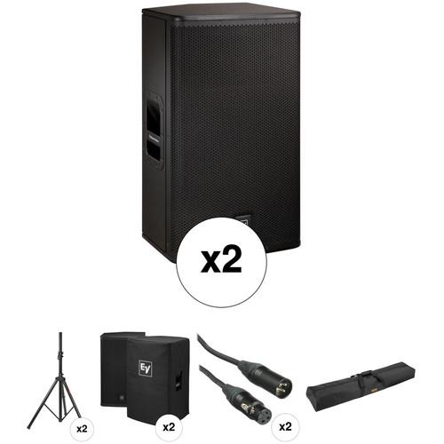 Electro-Voice ELX115P Kit with 2x Speakers, Stands, Covers, Cables, and Bag