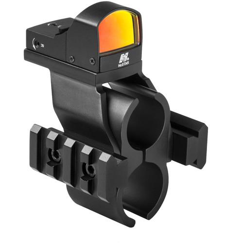 NcSTAR Barrel & Magazine Rail Mount and Red Micro-Dot Sight Combo for Mossberg 500 590