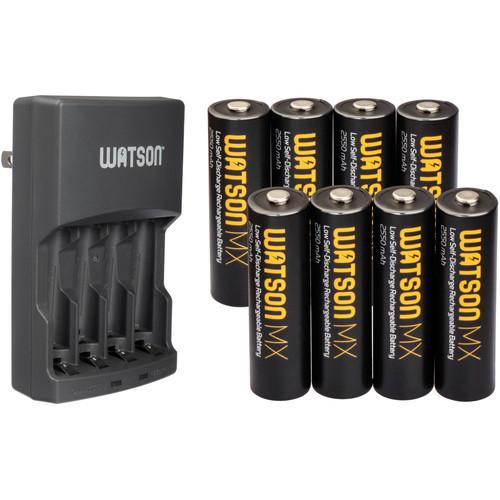 Watson Rapid Charger and 8-Pack of MX AA NiMH Batteries Kit