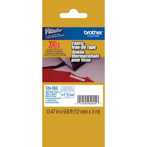 Brother 1 2" Navy Blue On White Fabric Iron-On Tape