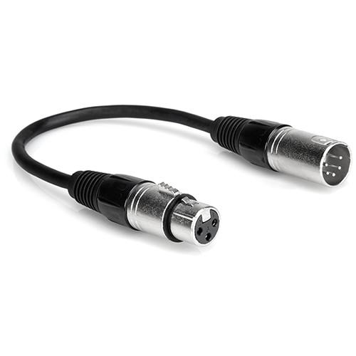 Hosa Technology 5-Pin XLR Male to 3-Pin XLR Female DMX Adapter Cable - 6"