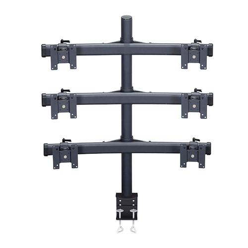 Premier Mounts MM-BC426 3 Dual Monitor Curved Bows on 42" Pole with Clamp Base
