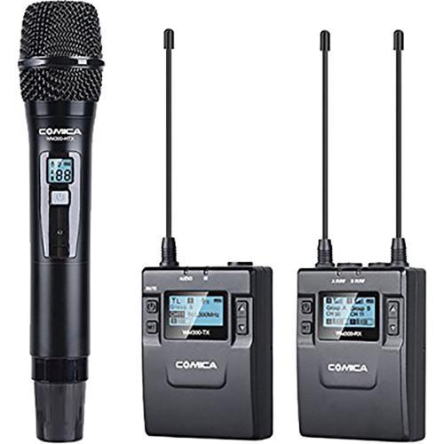Comica Audio CVM-WM300B Camera-Mountable Dual-Transmitter UHF Wireless System with Lavalier and Handheld Mics