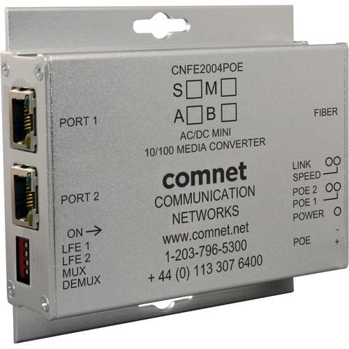 COMNET 2-Channel 10 100 Mb s Ethernet Multimode 1310 1550nm Electrical to Optical Media Converter with 30W PoE