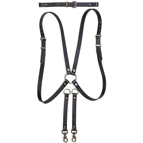 Funk Plus Skinny Ring Back Dual-Camera Cowhide Leather Harness with Chest Adjuster