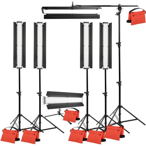 Genaray Hex Lighting 36" Soft Strip 6-Light Standard Kit with Light Stands