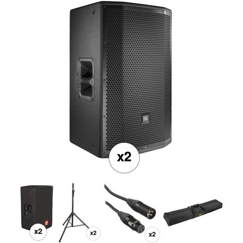 JBL PRX815W 15" Loudspeaker Pair with Stands, Covers, and Cables Kit