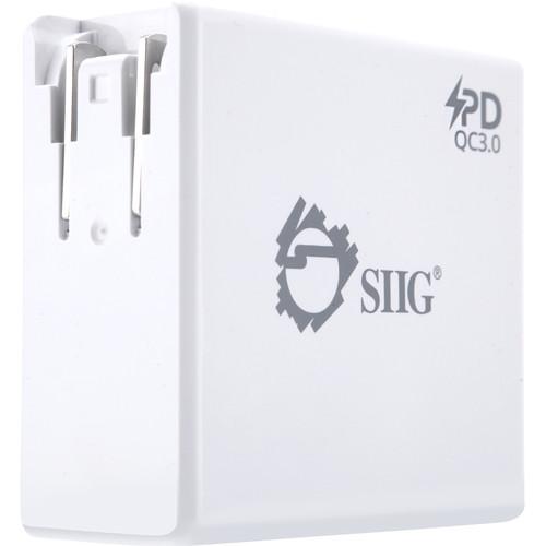 SIIG 65W USB Type-C Wall Charger with Power Delivery and QC 3.0 USB Port