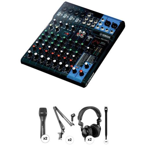 Yamaha MG10XU Podcasting Kit with 10-Input Mixer, Microphones, Crane Arm Stands & Headphones