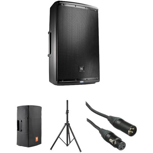 JBL EON615 Powered Speaker Kit with Cover, Stand, and Cable