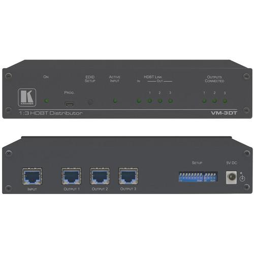 Kramer VM-3DT 1x3 4K60 4:2:0 Long-Reach HDBaseT Distribution Amplifier