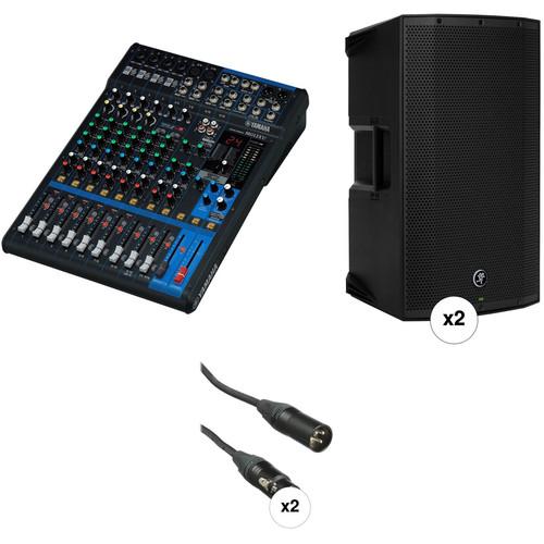Yamaha MG12XU Mixer PA Kit with Two Mackie Thump12A Powered Speakers and Cables