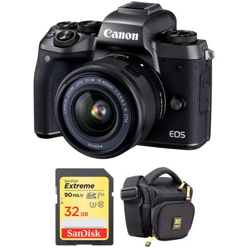 Canon EOS M5 Mirrorless Digital Camera with 15-45mm Lens and Accessories Kit