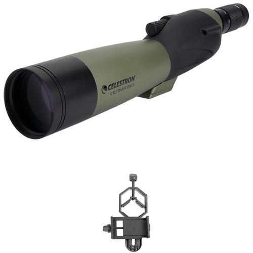 Celestron Ultima 80 20-60x80mm Spotting Scope and Smartphone Adapter Kit