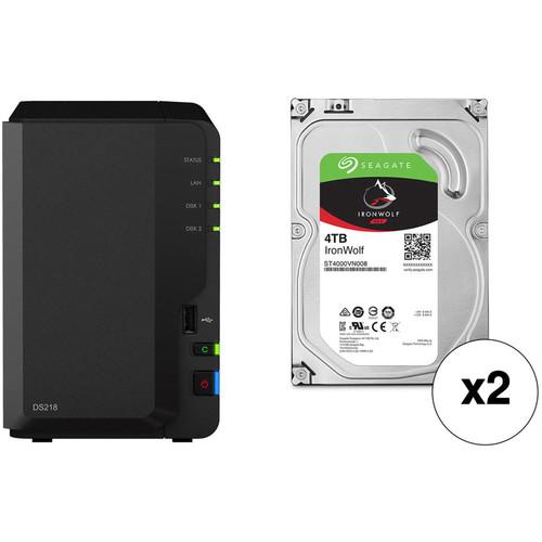 Synology DiskStation 8TB DS218 2-Bay NAS Enclosure Kit with Seagate NAS Drives