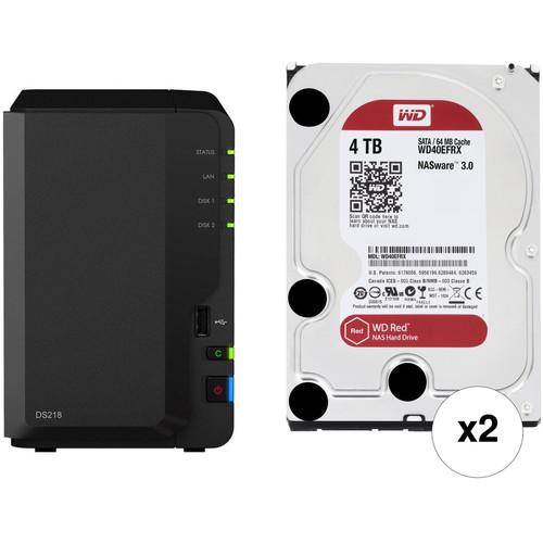 Synology DiskStation 8TB DS218 2-Bay NAS Enclosure Kit with WD NAS Drives