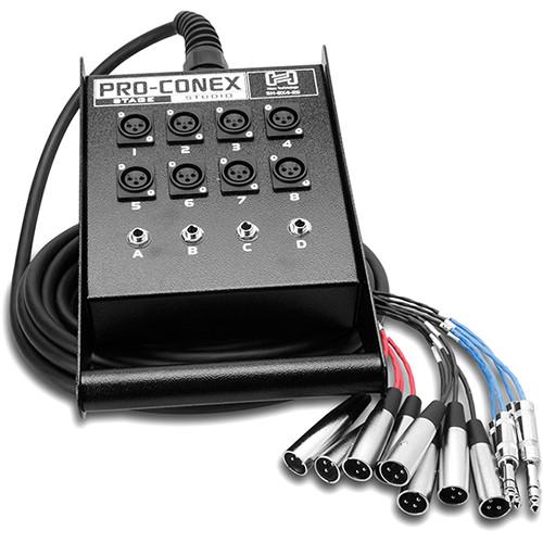 Hosa Technology SH8X425 SH Series Stage Box Snake with 8 3-Pin XLR Send and 4 TRS Return Channels- 25.0