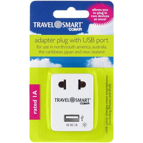 Travel Smart by Conair Adapter with USB Port