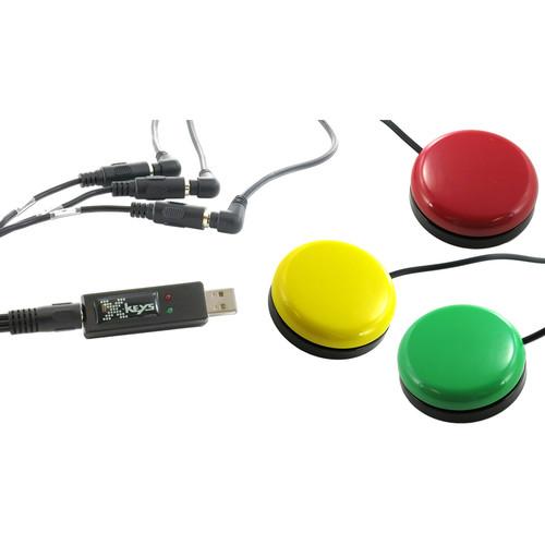 X-keys XK-1443-OYRG-BU USB 3-Switch Interface Bundle with 3 Orby Switches & TRRS 3-Way Splitter Cord