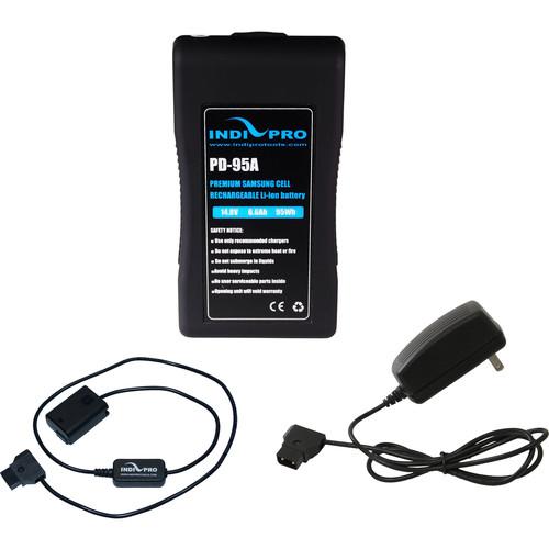 IndiPRO Tools 95Wh Gold Mount Battery with a7 Series Dummy Battery Cable & Charger Kit