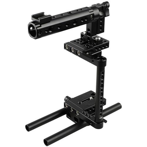 CAMVATE DSLR Camera Cage Rig with 2 Shoe Mounts and Double Rods