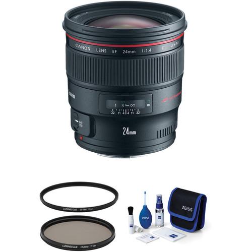 Canon EF 24mm f 1.4L II USM Lens with Accessories Kit