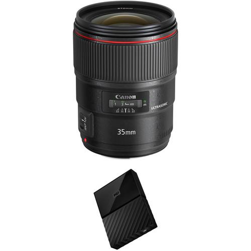 Canon EF 35mm f 1.4L II USM Lens with External Hard Drive Kit