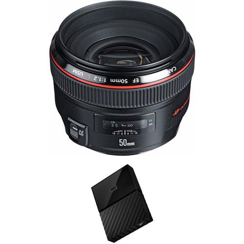 Canon EF 50mm f 1.2L USM Lens with External Hard Drive Kit