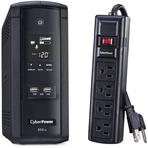 CyberPower BRG850AVRLCD Intelligent Uninterruptible Power Supply and CSB404 4-Outlet Surge Protector Kit