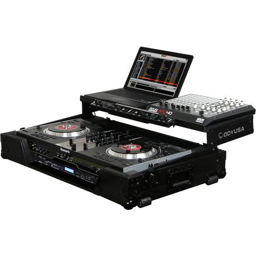 Odyssey Innovative Designs Black Label Glide-Style Case with Lower 19" 1 RU Rack Space for Numark NS7 NSFX Controller
