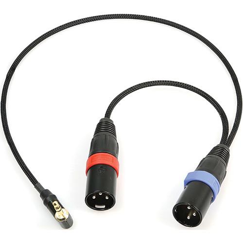 Remote Audio Unbalanced Stereo Breakout Cable 3.5mm Right Angle TRS Plug to 2 XLR3M