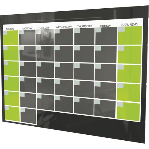 Balt Black Magnetic Glass Dry Erase Monthly Calendar