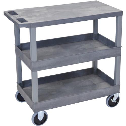 Luxor EC211HD-G 18x32" Heavy Duty Utility Cart with 1 Flat and 2 Tub Shelves