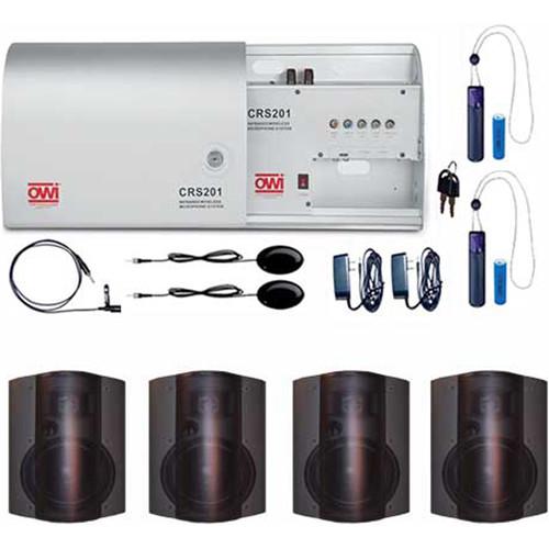 OWI Inc. CRS201-2P-6278B4 IR Wireless Microphone System with 4x P6278 6" Speakers