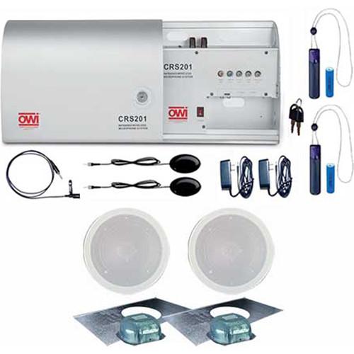 OWI Inc. Infrared Wireless Microphone System with Two Pendant Mics, One Lapel Mic, and Two IC6 In-Ceiling Speaker