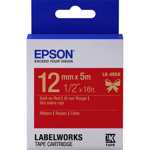 Epson LabelWorks Ribbon LK Tape Gold on Red Cartridge