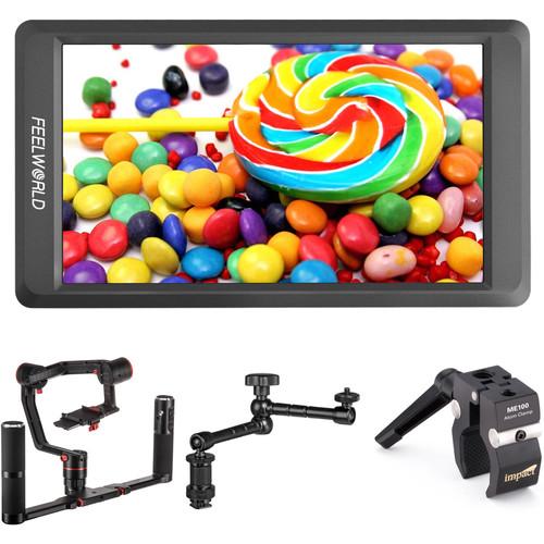 Feiyu A2000 3-Axis Handheld Gimbal Kit with 2-Hand Holder, Monitor, and Arm