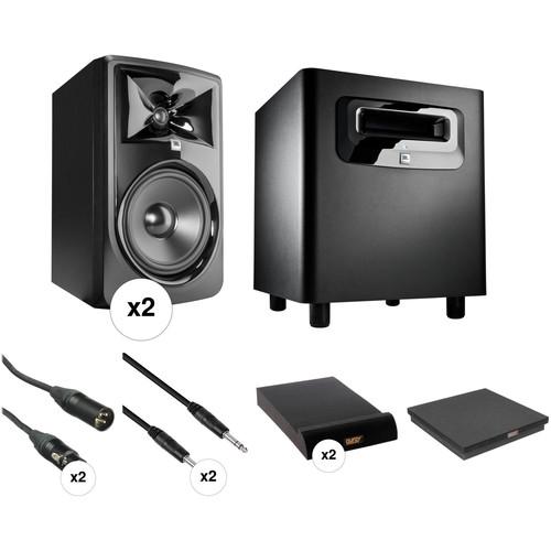 JBL 308P MkII - Studio Monitor Kit with Powered Subwoofer, Cables, and Isolation Pads