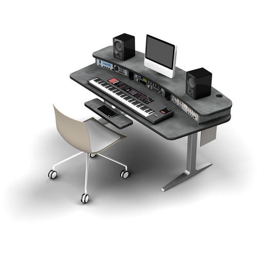 Omnirax BT Workstation with 6-Rack Space Riser and Charcoal Height-Adjustable Workrite Sierra HX Electric Base