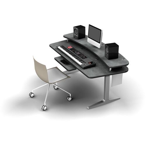 Omnirax BT Workstation with Riser Shelf and Charcoal Height-Adjustable Workrite Sierra HX Electric Base